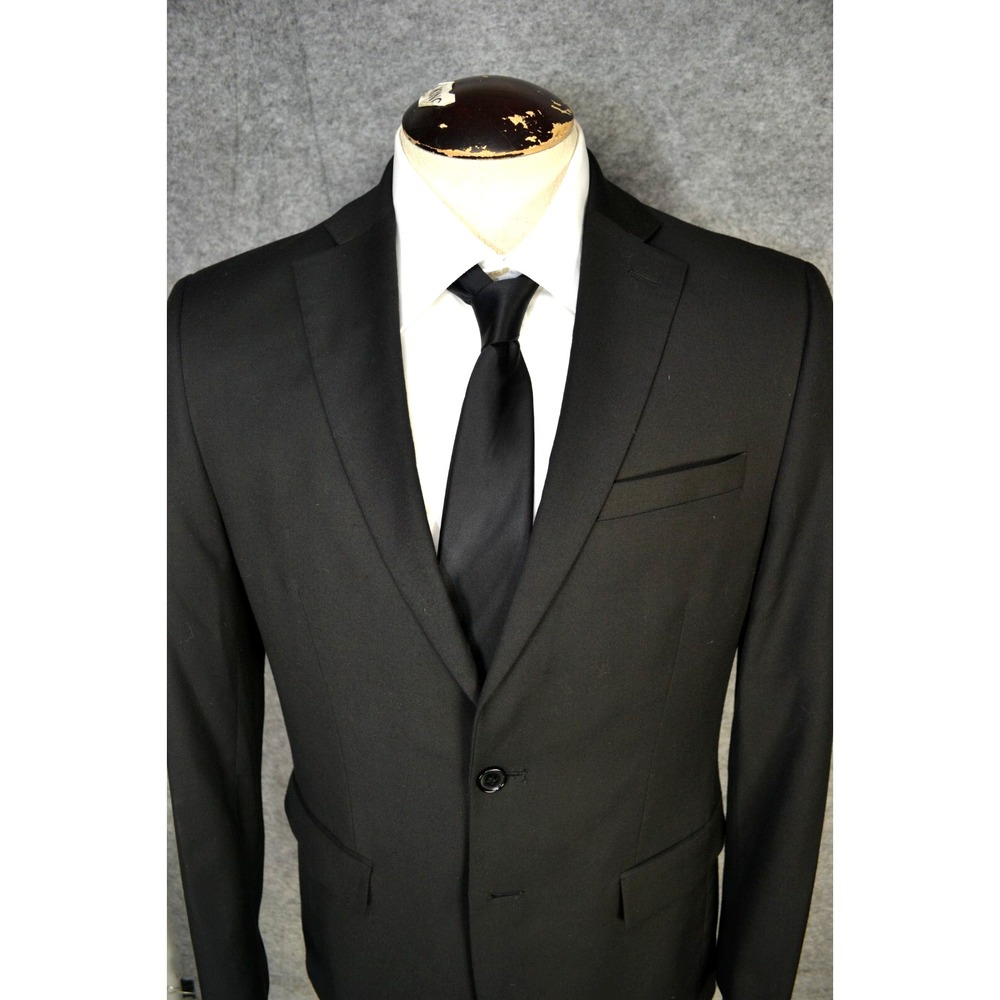 Vitarelli Italy Blazer Jacket Mens 38R Black Stretch Two Button‎ Luxury